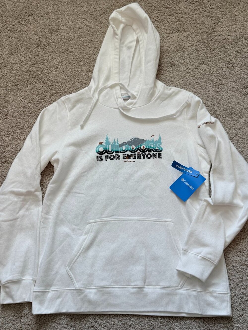 Columbia Hawkins Cliff Womens M White Graphic Hoodie NWT Gorpcore Outdoorsy4367